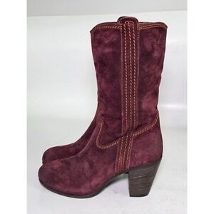 Alberto Fermani Women's Boots Size 7 EU 37 Burgundy Suede Leather Shoes Italy